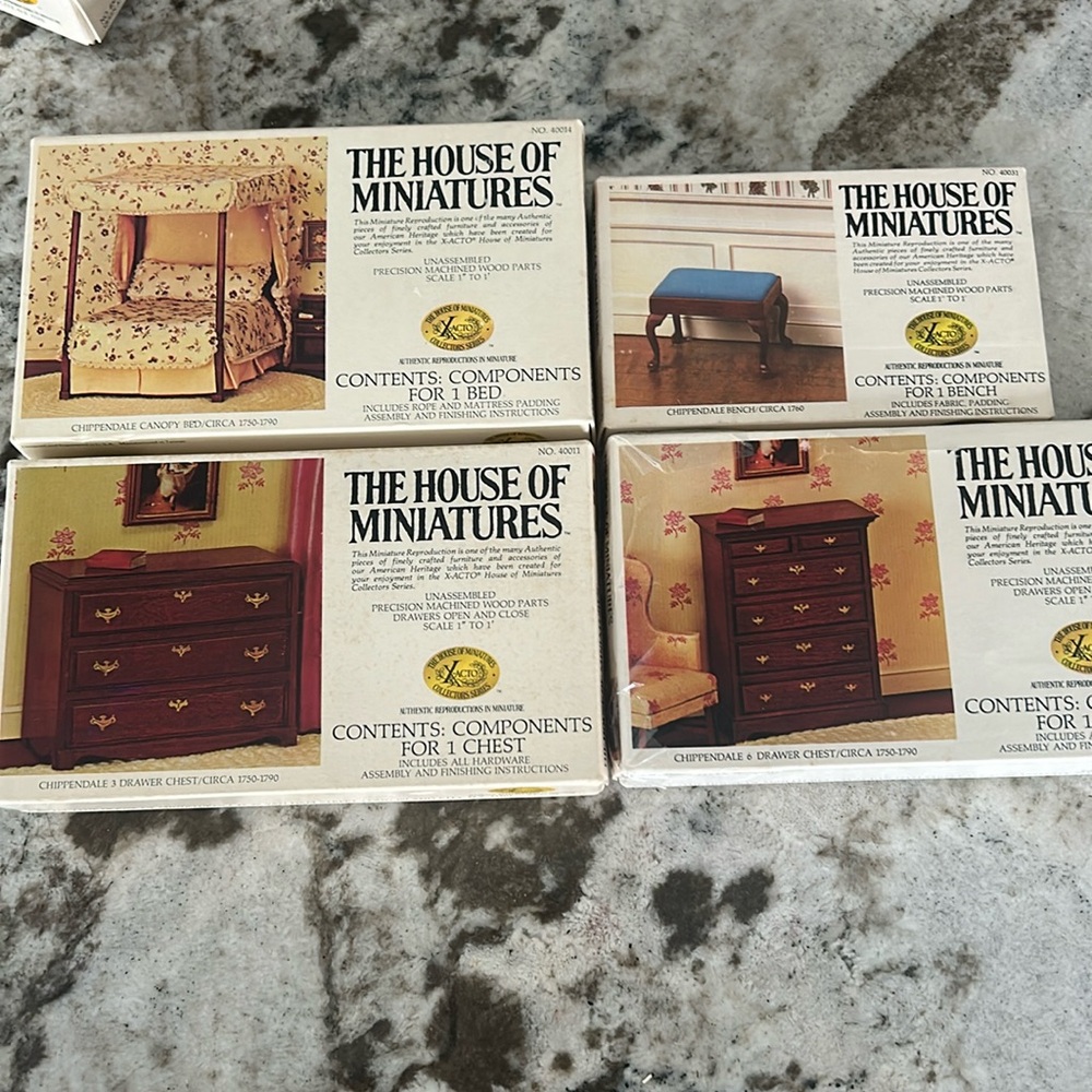 VINTAGE X-ACTO THE HOUSE OF MINIATURES BEDROOM KITS